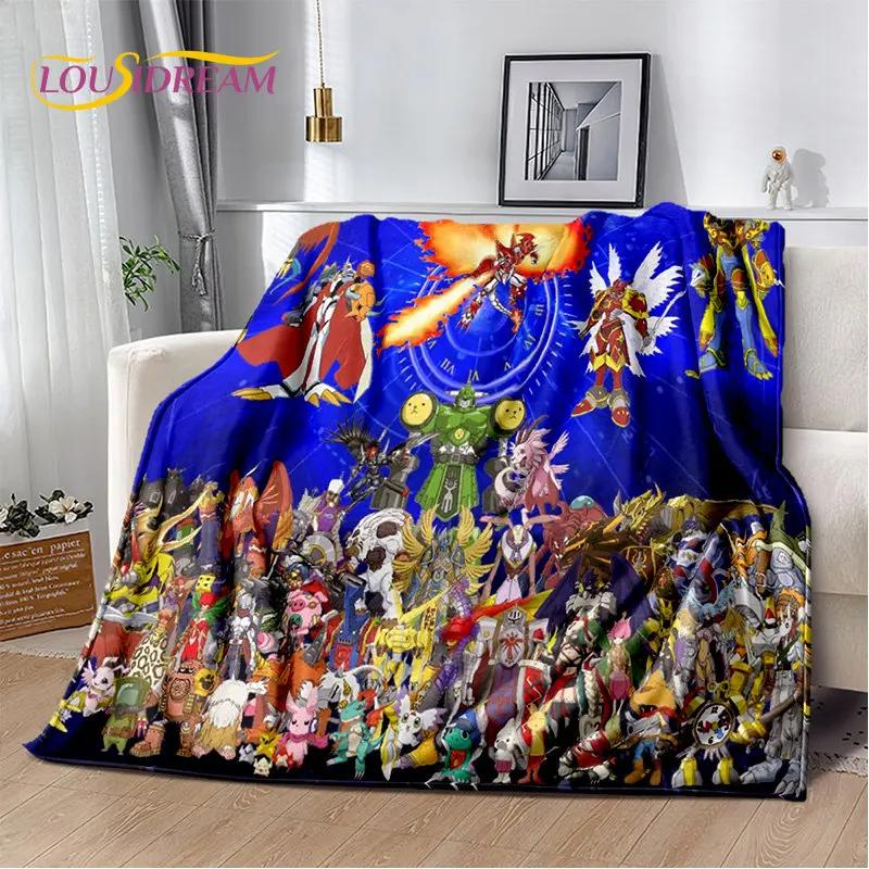 Kreslená přikrývka Digimon Adventure Monster Měkká plyšová deka, flanelová přikrývka Deka do obývacího pokoje Ložnice Pohovka Pohovka Piknikový povlak