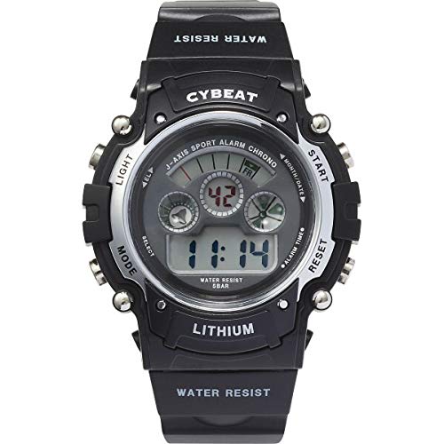 CYBEAT 5 ATM Water Resistant EL Backlight Digital Watch, Popular Unisex Watch, Black, SCY07-BK