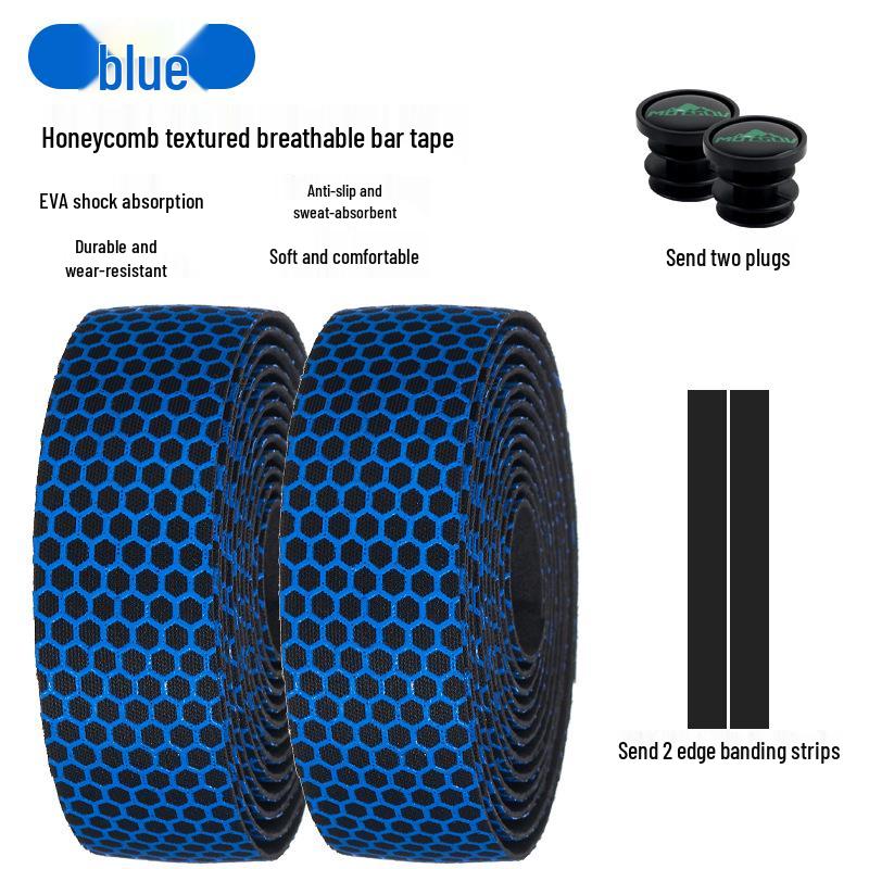 

MOTSUV Silicone Honeycomb Road Handlebar Wrap with Non-Slip Microx + EVA and Cable Tie синій