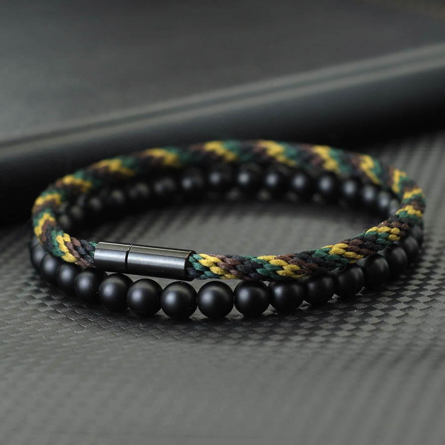 Stilvolles 2-teiliges Herren-Armband-Set, Premium ausgewählte ethnische Kordelarmbänder, Meditations-Heilungs-Handgelenk-Accessoires, Perfektes Geschenk für ihn