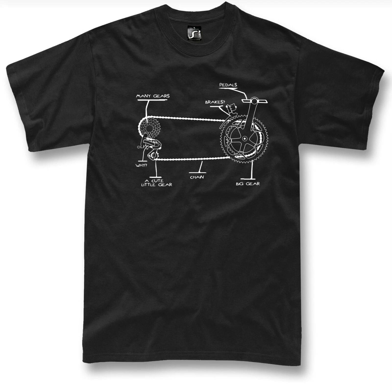 Bicycle Diagram T Shirt Cyclist Gift Bike Blueprint Cycling Rider Graphic Tee XXL