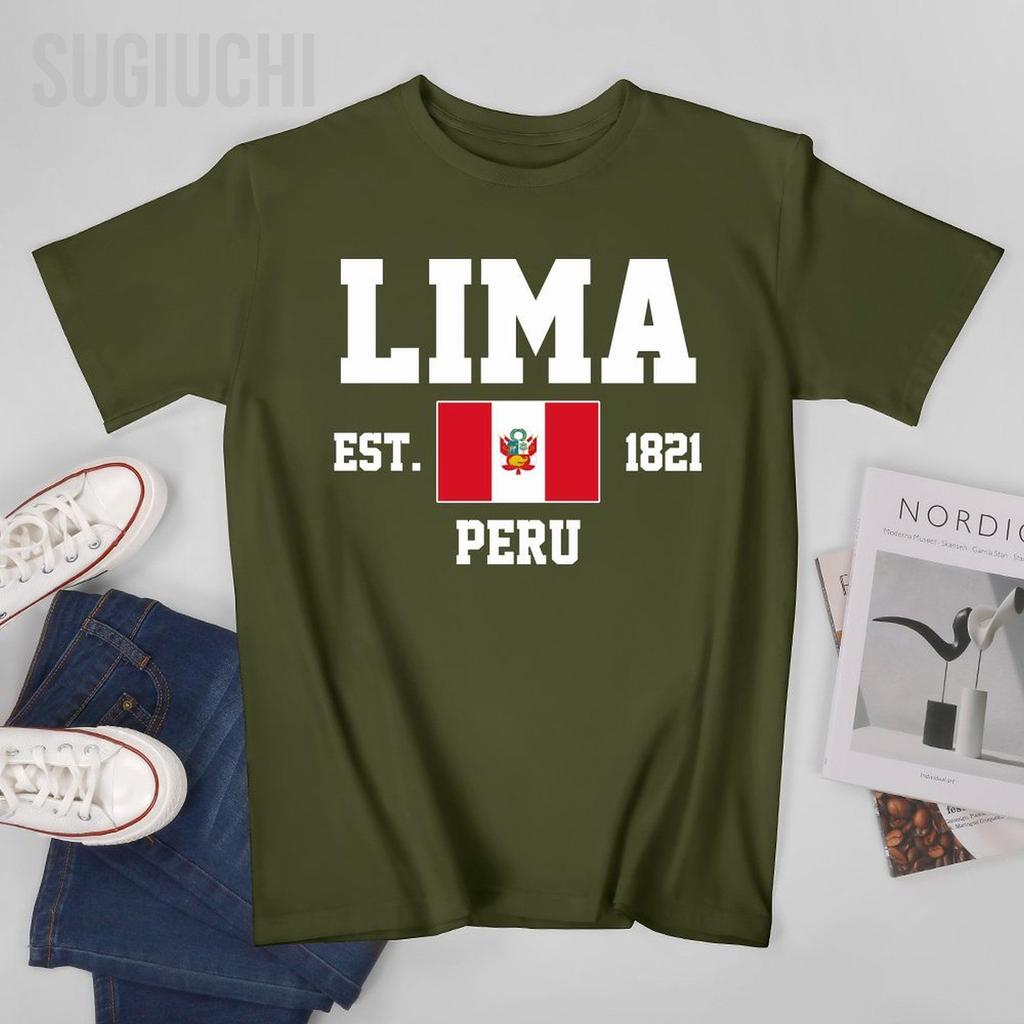 Flag Of Peru Est1821 Lima Unisex Tshirt Tees Tshirt Oneck T Shirts Unisex Boys Clothing 100 Cotton