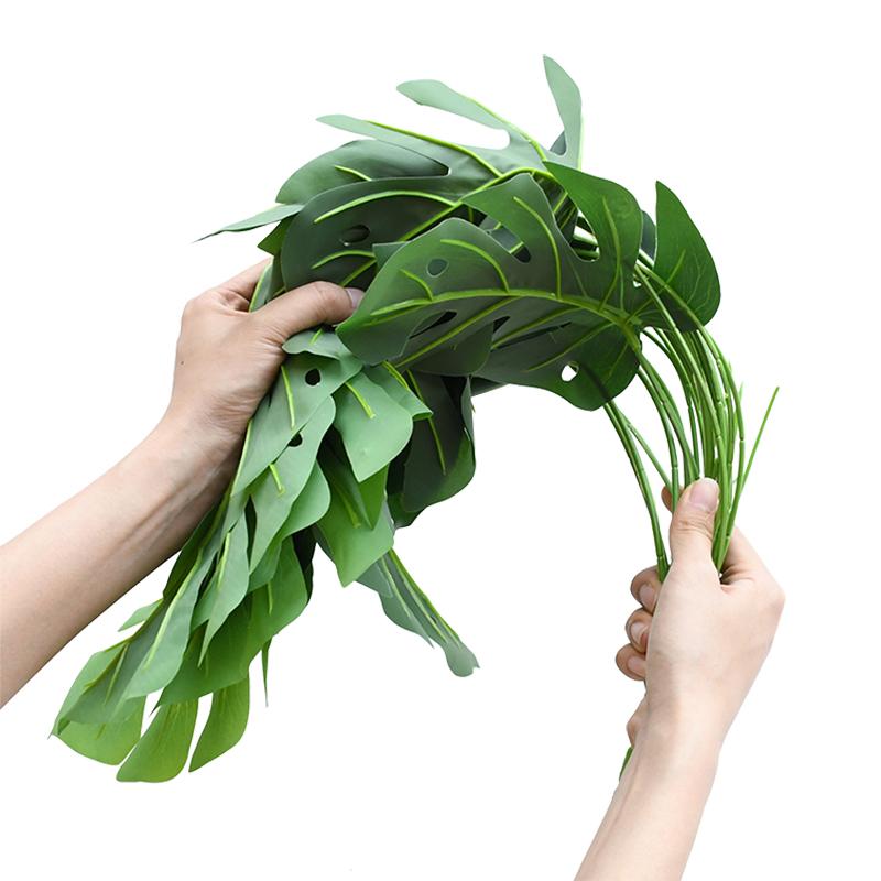 18/24 Fork Artificial Turtle Back Leaves High Grade Simulation of Fake Flowers Creative Simulation Plant Wall Potted without Flower Pot