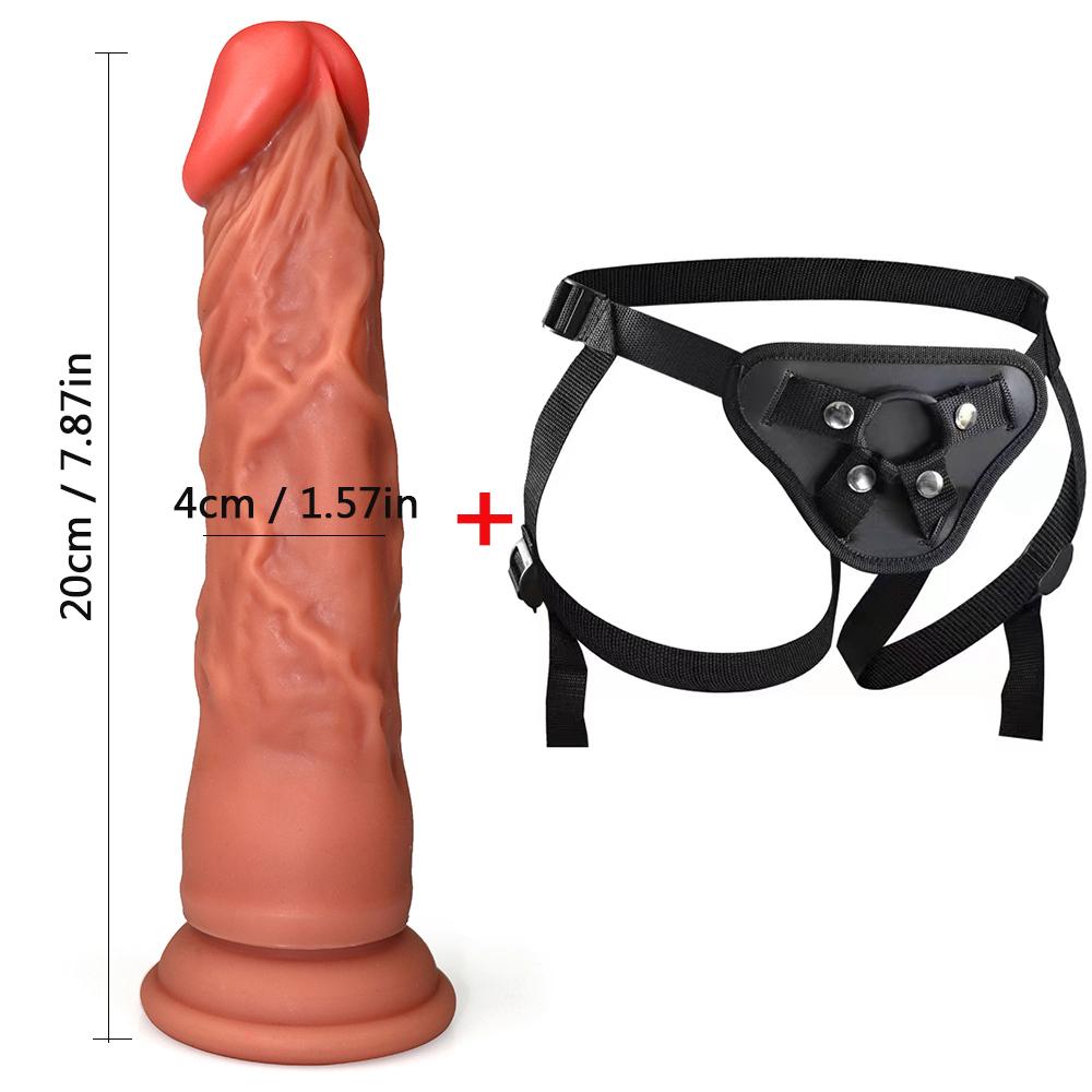 RUNYU Strap-on realistische Penis-Dildo-Hose, Anal-Sex-Spielzeug für Frauen, Lesben, Männer, Schwule, Strap-on-Silikon-Dildos, Spiele