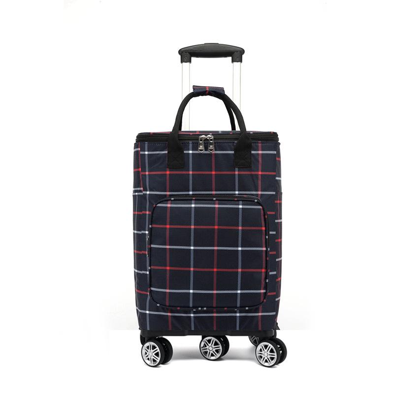 Portable Small Trolley Cart with Universal Wheels and Insulated Shopping Bag