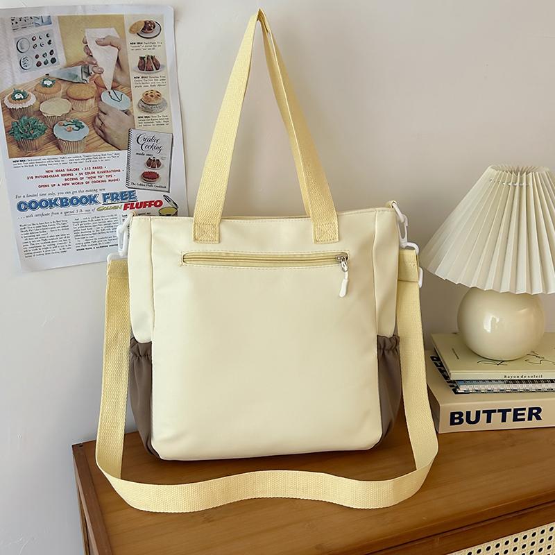 Contrast Color Student Classes Crossbody Bag Large Capacity Water-Repellent Nylon Book Bag Women's Shoulder Bag