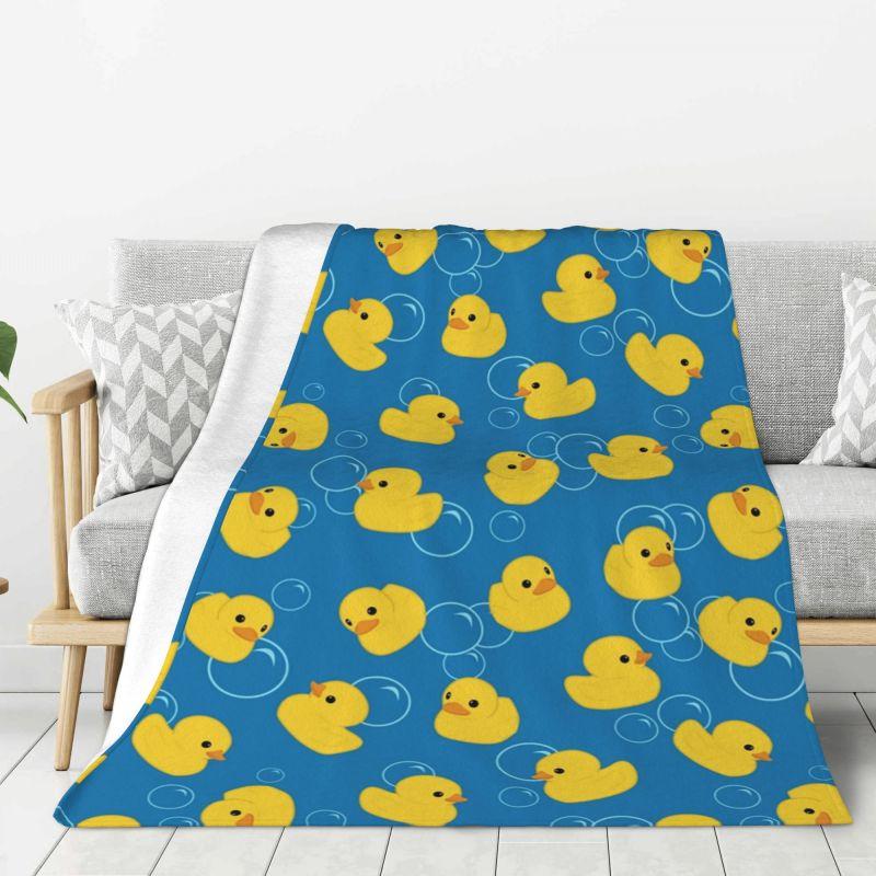 Custom Ultra-Soft Fleece Yellow Colorful Rubber Duck Pattern Throw Blanket Warm Flannel Blankets for Bed Home Couch Quilt
