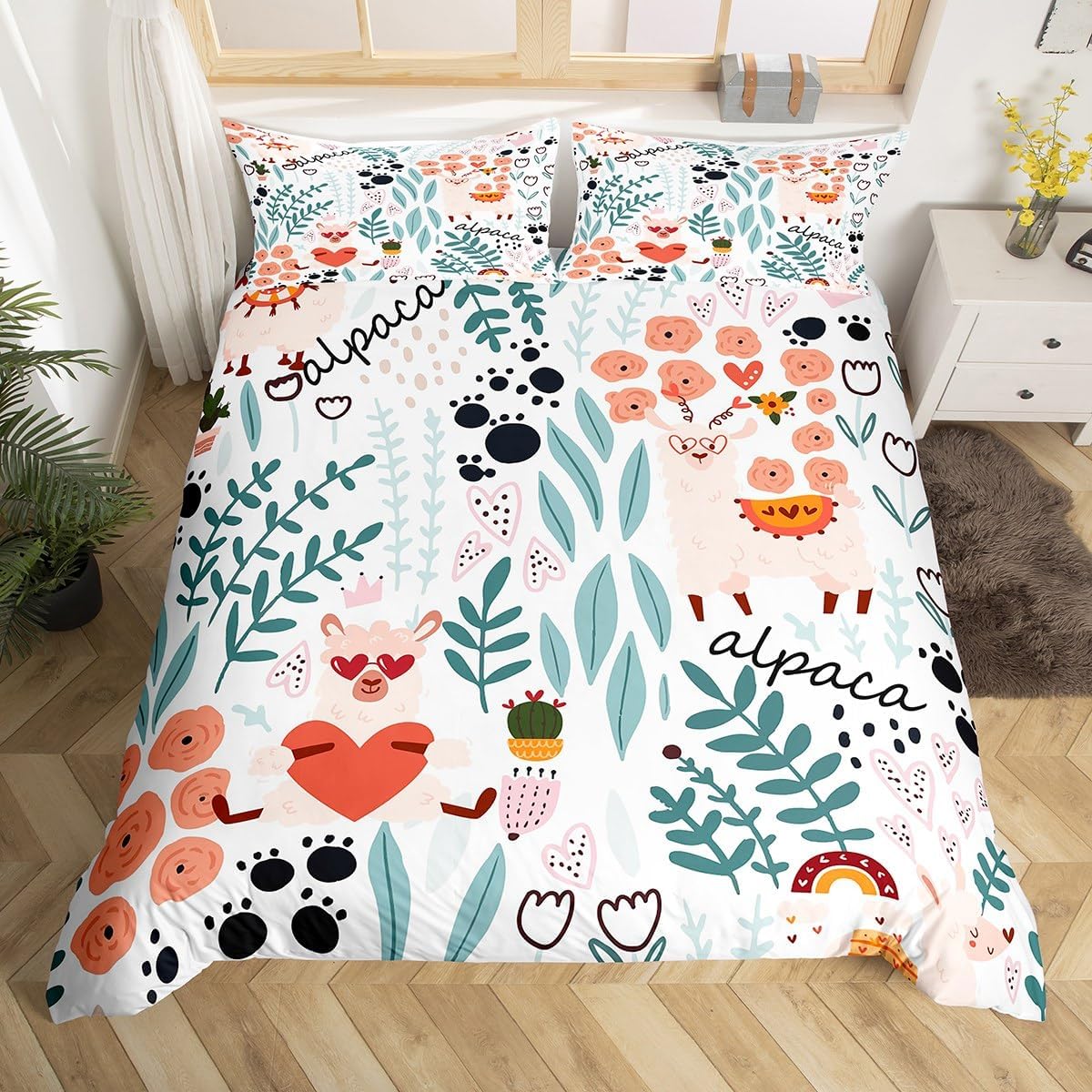 

Cartoon Animal Duvet Cover Queen King Size Cute Animal Quilt Cover Bedding Set For Kids Girls Boys 3 Pcs With 2 Pillowcases EU Single(135x200cm)