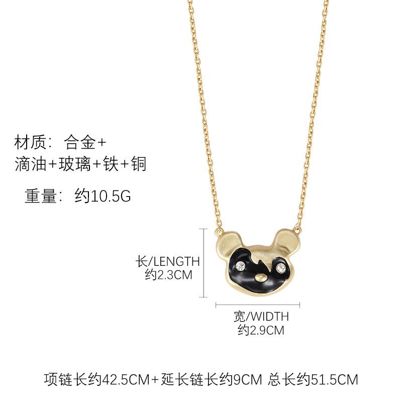 Original design cartoon bear necklace light luxury high feeling sweet cool style versatile collarbone chain neck chain