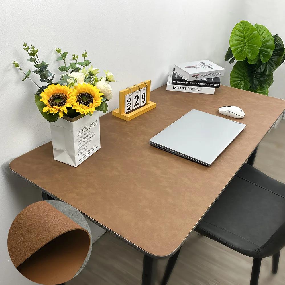 Large PU Leather Placemat Mouse Pad Double-Sided Desk Mat Faux Leather Texture for Office Study Writing Desk