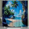 Open One Pc1 Tropical Beach Landscape Bathroom Curtain Digital Print Polyester Shower Curtain No Punching Super Wide Ring-Shaped
