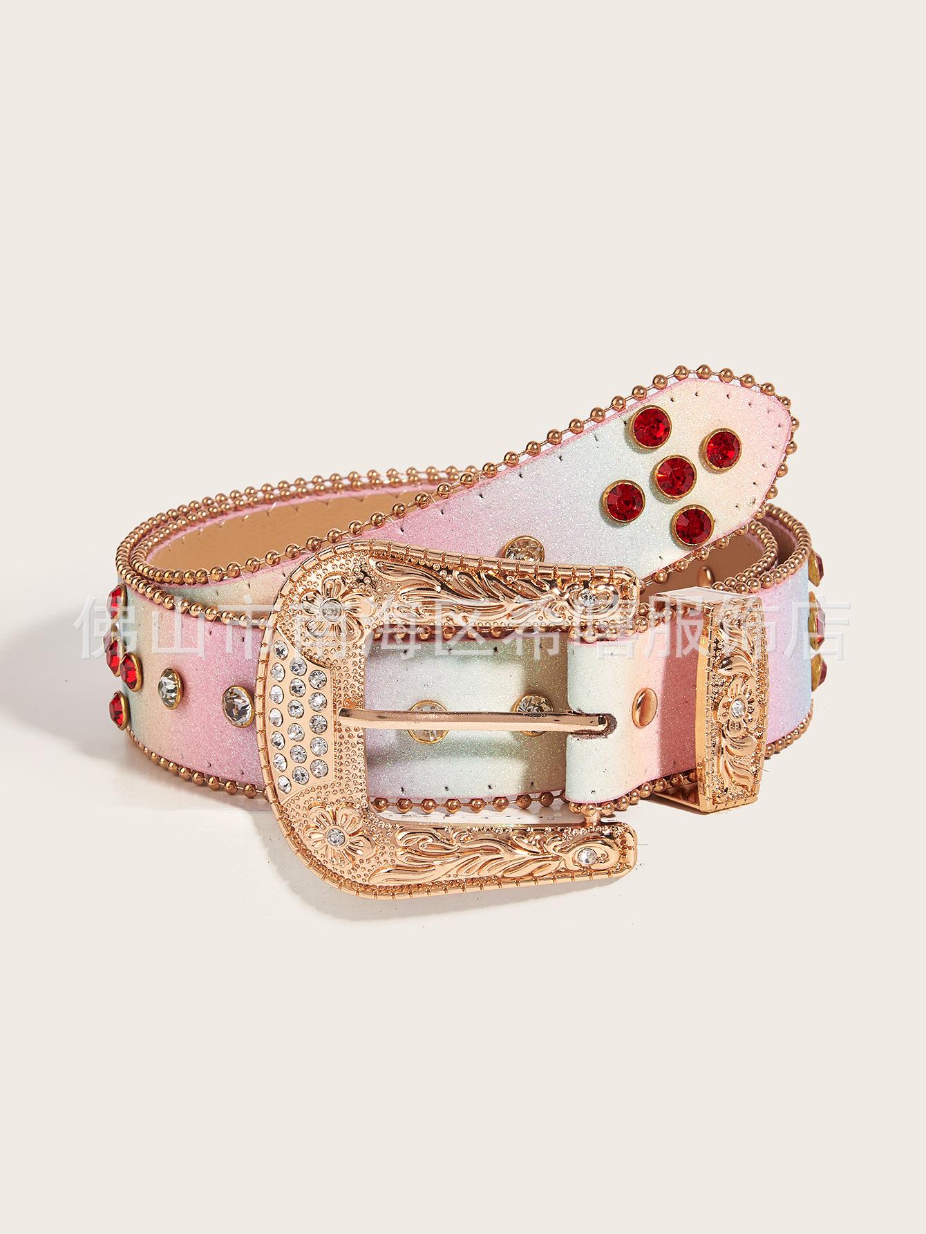 

Цветной ремень со стразами для женской моды - Универсальный аксессуар для талии с пайетками для джинсов 105 cm