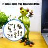 Whimsically Funny Resins Frogs Figurine Cartoon Animal Statue Collectible Ornament for Home Office Desktop Shelf Decors
