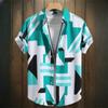 3D Printed Geometry Men's Shirts Loose Casual Fashion Button Short Sleeve Lapel Hawaiian Blouse Shirts for Summer Clothing
