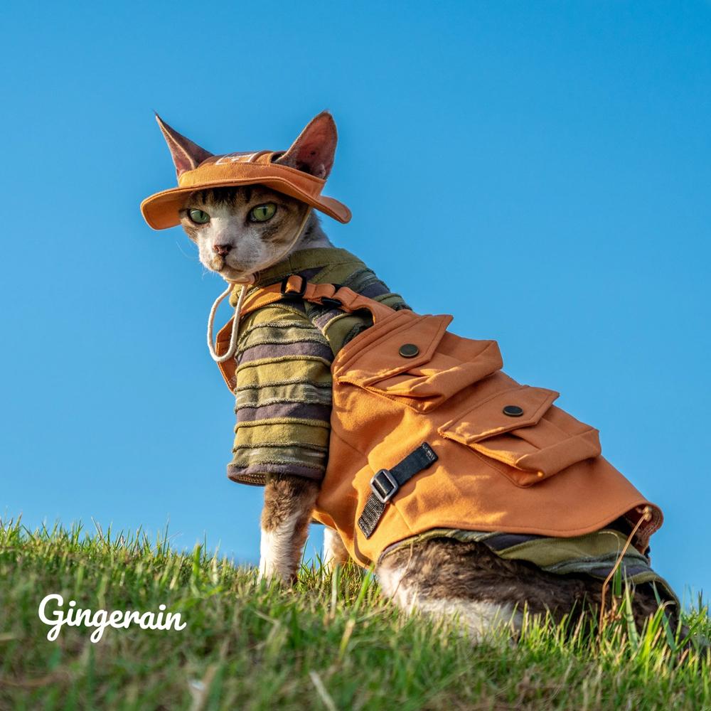 

Handmade Devon Rex Cat Kitten Hats Sphynx Pet Supplier Cat Sleeveless Cotton Hat Sunscreen Travel Hiking Tie Dye Adjustable Hats XL