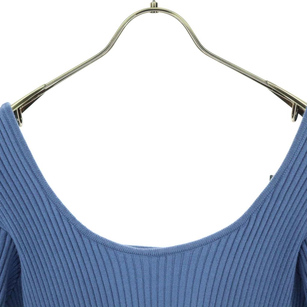 WONEM Long Sleeve Knit Long Dress F Blue Open Back Women Used