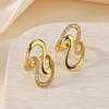 Vintage Wave 8-shaped Cubic Zirconia Stainless Steel Ring 18K Gold-plated Rings for Women Wedding Prom Jewelry Anniversary Gift