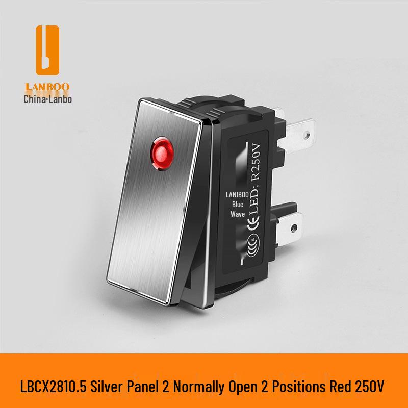 Lanbo 2810.5 High Current 16A Waterproof Metal Rocker Switch with Light, 5V-24V/220V, Two-Position