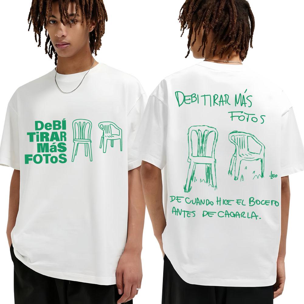 

DTMF Fotos Print T-Shirt Bad Bunny Women Album Short Sleeve Oversized Cotton Casual Tees Streetwear S