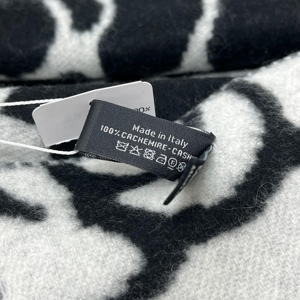 Chanel Camellia CC Mark Large Format Muffler Scarf Cashmere Black/White Unused