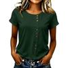 Women Casual Round Neck Short Sleeve T Shirt Button Down Front Relaxed Fit Lightweight Top for Everyday Wear