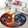 Yin Yang Tigers Round Area Rug,Carpet Rug for Living Room Bedroom Sofa Playroom Decor,Non-slip Floor Mat
