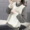 Magliette Fake Two Camicetta da donna Primavera e autunno Maglieria coreana a maniche lunghe Moda femminile Versatile da donna