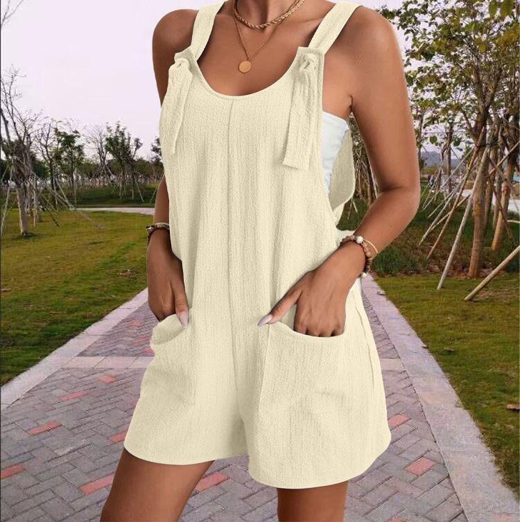 European American Women's Summer Casual Fashion Camisole and Shorts Jumpsuit Overalls 2026.