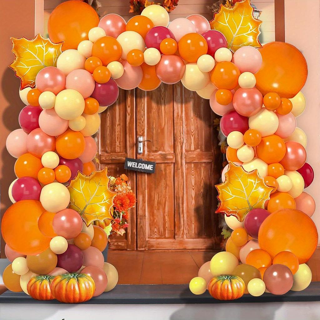 151 Pieces Fall Balloon Wreath Arch Set for Thanksgiving Decoration Balloons Thanksgiving Party Fall Patio Harvest Festival