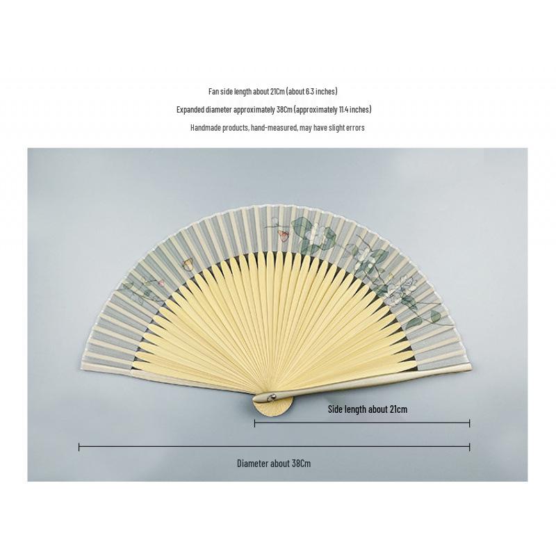 Portable Ancient Chinese Bamboo Folding Fan for Hanfu & Qipao - Gardenia Design