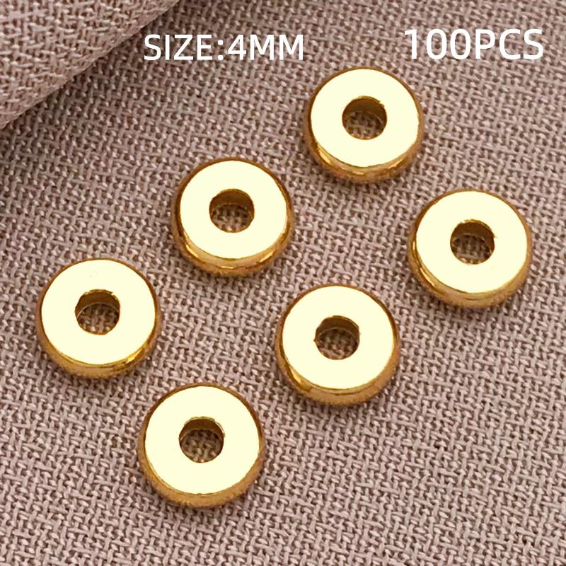 10-100Pcs Stainless Steel Gold Spacer Beads For Bracelet Jewelry Making Diy Flat Round Loose Beads Handmade Jewelry Supplies Cra