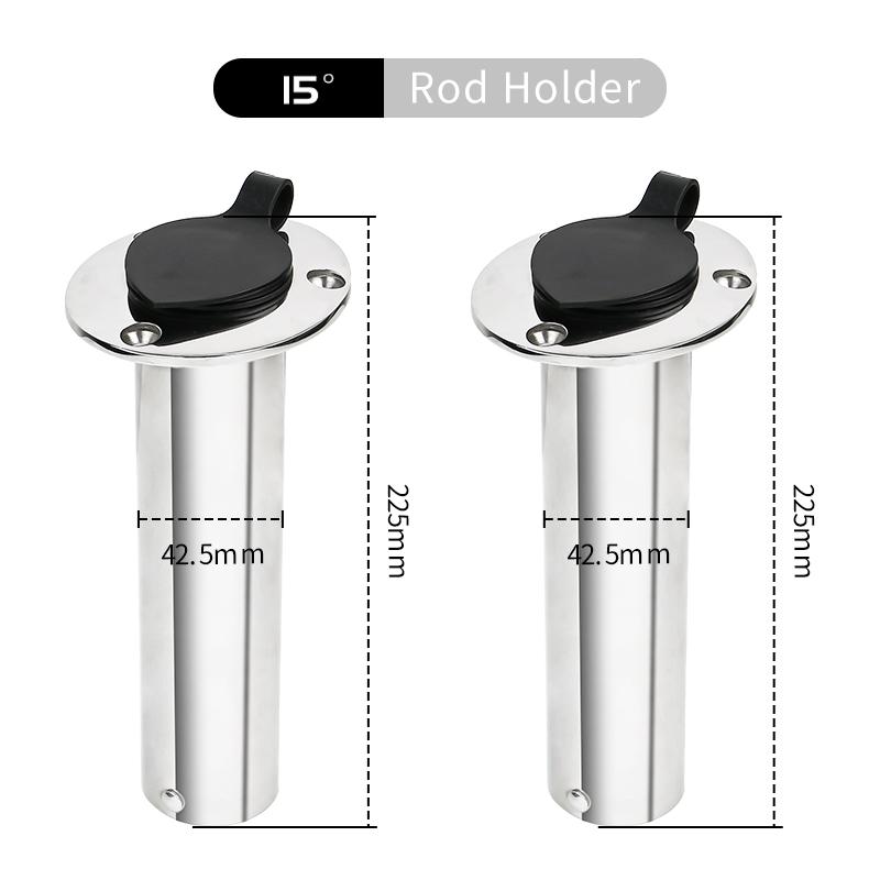 

2pcs 15/30/90 Degree Heavy Flush Mount Fishing Rod Holder Stainless Steel with Lid Inner Tube Gasket Boat Accessories 15 Degree x 2pcs