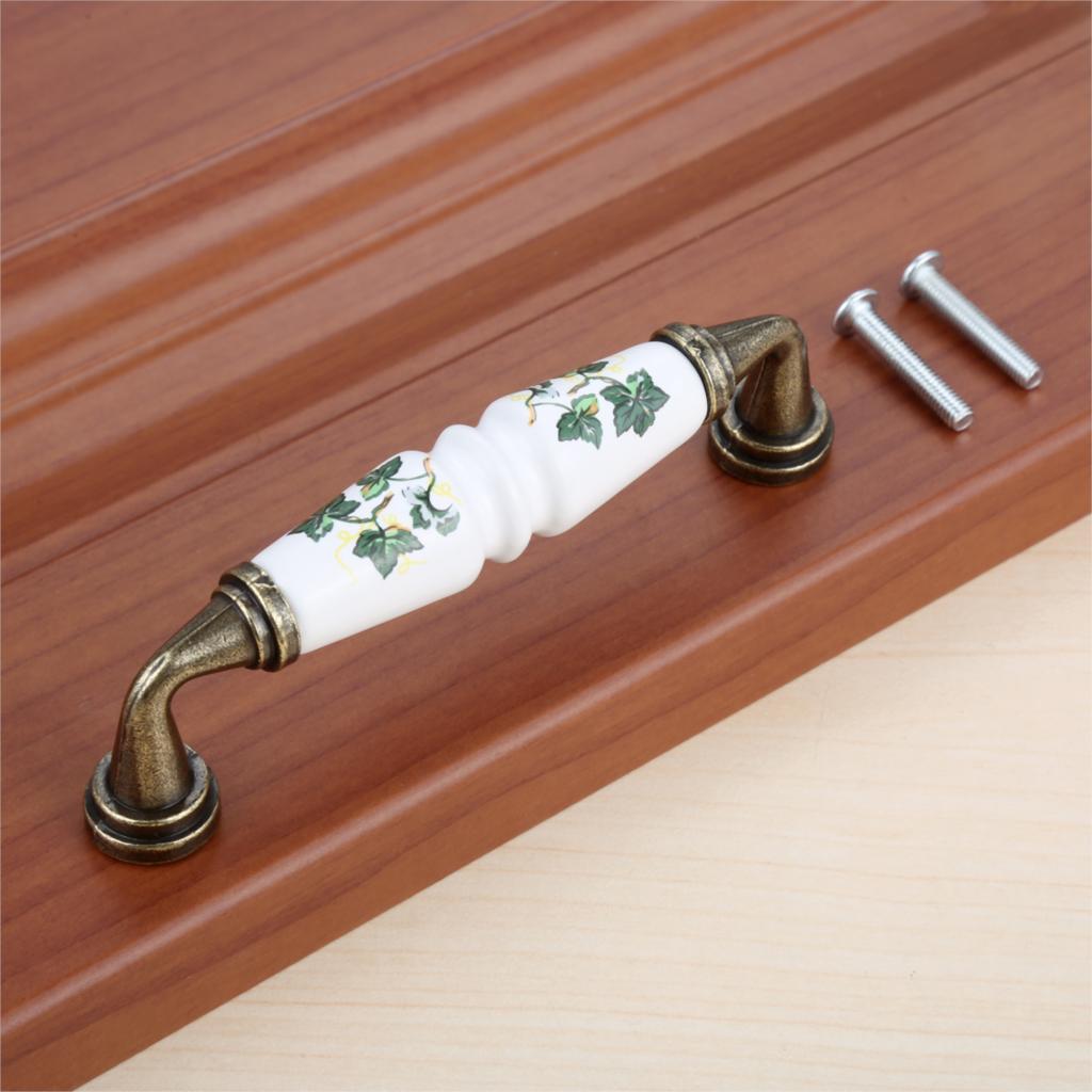 DRELD Vintage Rural Ceramic Drawer Cupboard Door Furniture Handles Cabinet Handles and Knobs Dresser Kitchen Pull +M4x25mm Screw