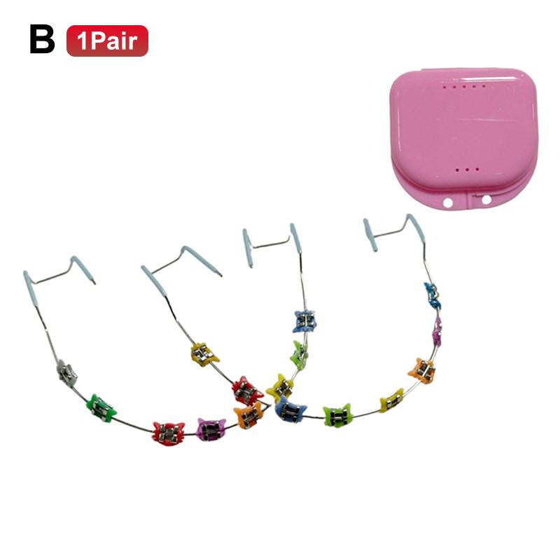 1Pair Cartoon Dental Metal Braces Archwire Without Hooks Metal Bracket And Ligature Ties Colorful Temporary Tooth Decoration
