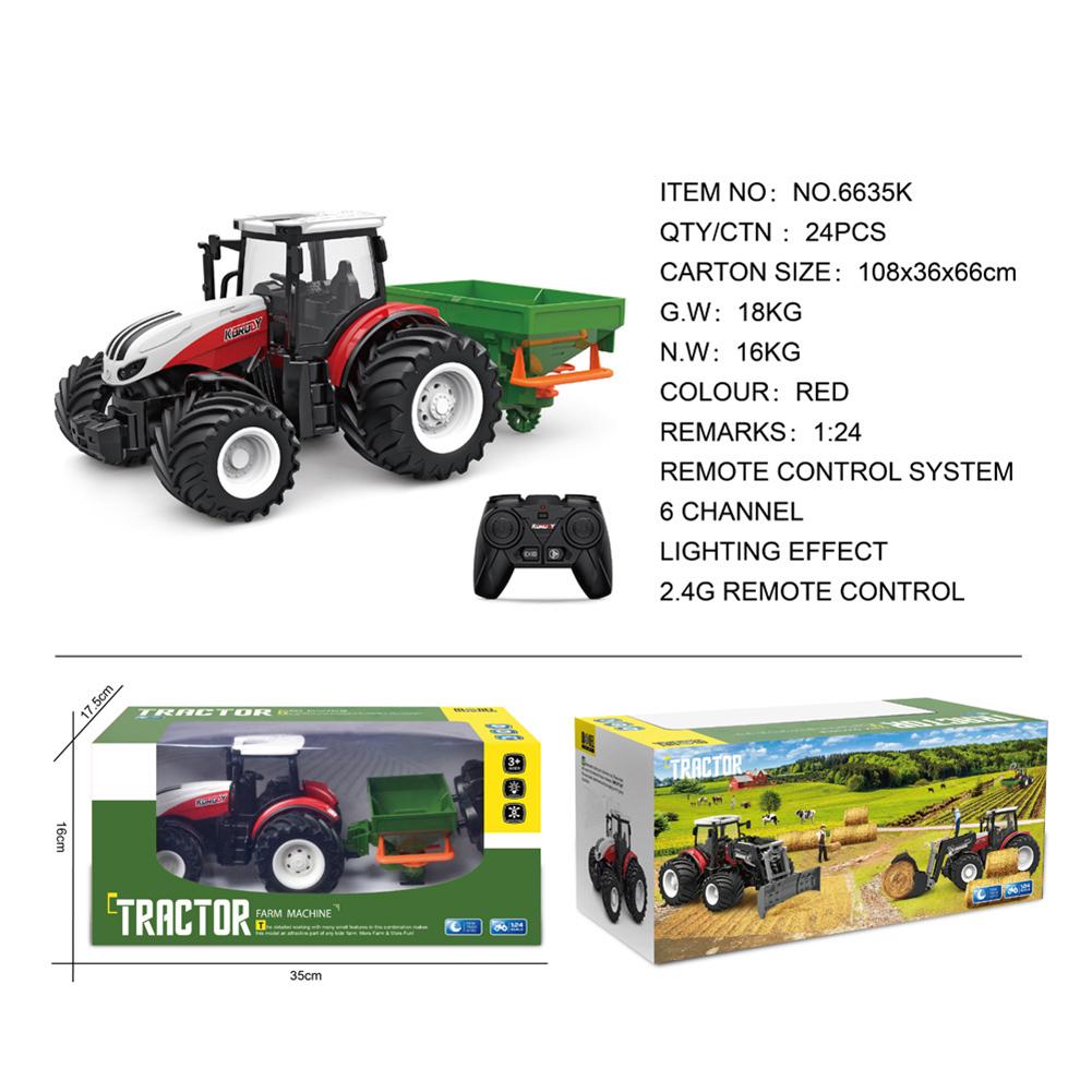 1:24 Remote Control Car For Kids Simulation Electric Farmer Harvester Tractor Model With Lights Christmas Gifts For Boys Girls