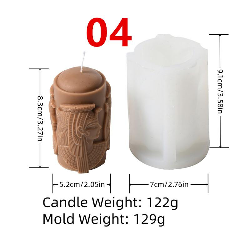 

3D Ancient Egypt Queen Candle Silicone Mold DIY Cylinder Relief Girl Mold Human Candle Gypsum Home Desktop Decoration Mould