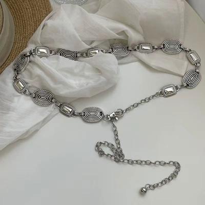 Retro Silver Waist Chain, with Dress Premium Belt, Engraved Chain Skirt Waist Decoration