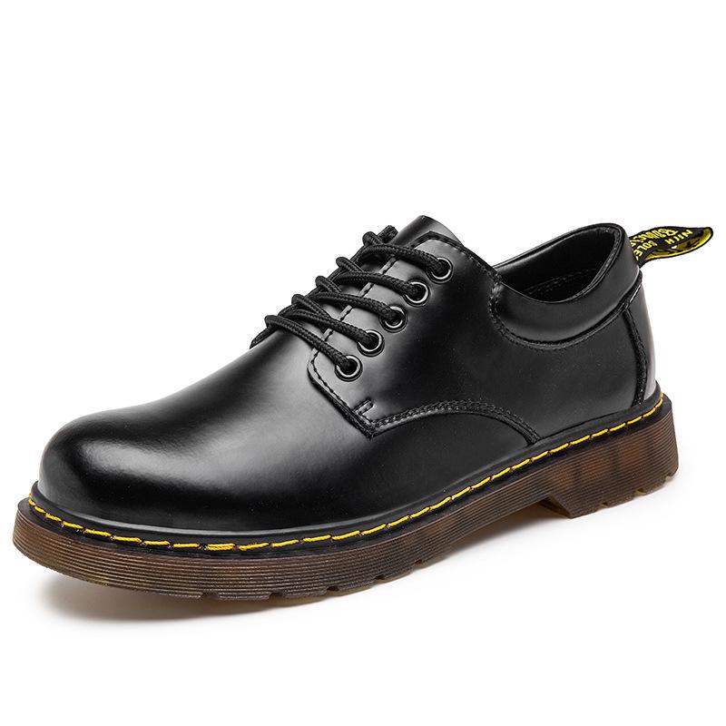 Men's Spring 2021 Black Low-Top Martin Boots - Versatile, British Style Casual Genuine Leather Shoes