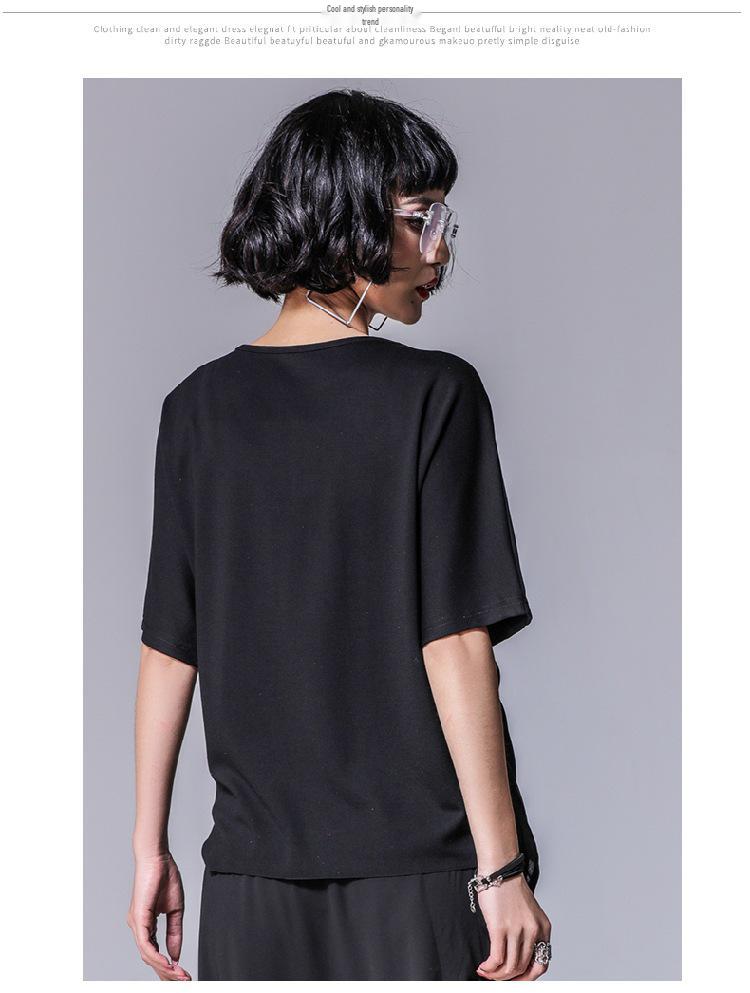 Asymmetrisches Damen-T-Shirt mit Chiffon-Modal-Einsatz, locker geschnitten