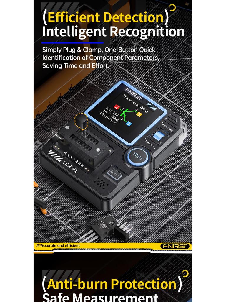 FNIRSI LCR-P1 Capacitance, Resistance, and MOSFET Tester & Triode Component Detector
