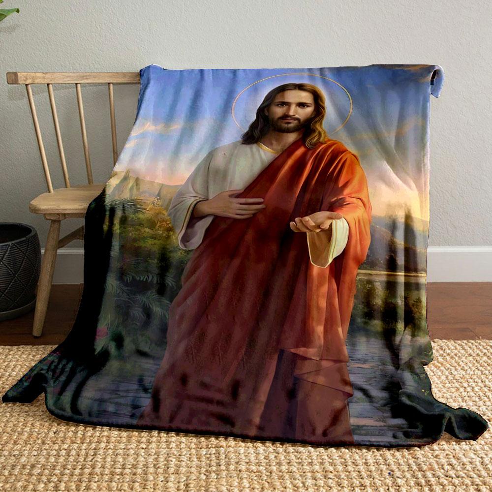 

Jesus Portrait Blanket Printed Blanket for Living Room Bed Couch lunch break Soft Cozy Blanket for Friend s festival Gift 80cm x 120cm