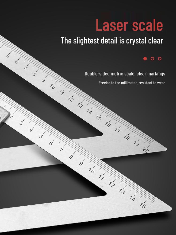 High Precision Stainless Steel & Aluminum Alloy 45° Woodworking Set Square Ruler with Thickened Design