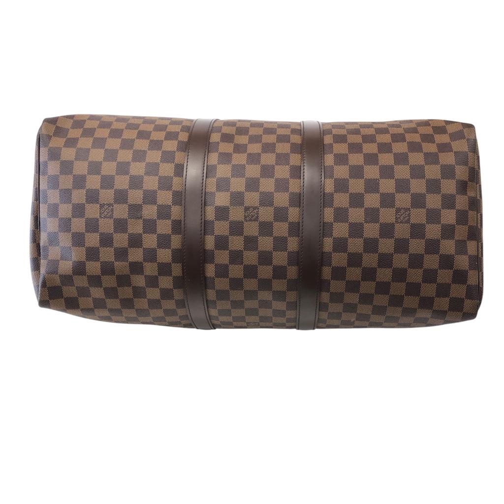 Used Louis Vuitton Damier Keepall 50 N41427 Boston Bag Canvas Brown Authentic 13296