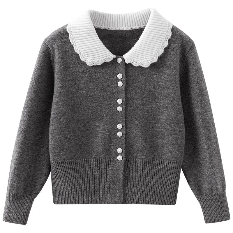 Hacikis Girls  100% Wool Peter Pan Collar Cardigan Sweater 160