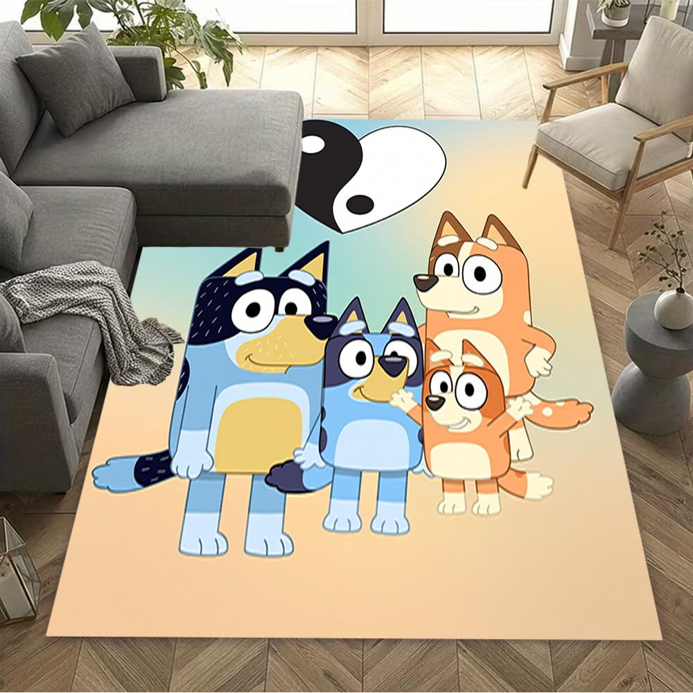 Bluey Family Harmony Floor Mat Suitable for Balcony Outdoor Dormitory Study Room Antislip Carpet Anime Office Decor Wedding Party Gift