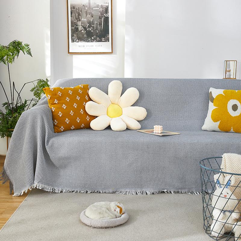 

Полотенце для дивана из хлопка и льна, простая ткань для чехла на диван, полное покрытие, универсальная подушка для дивана на все четыре сезона, защита от царапин от кошек 90*90cm