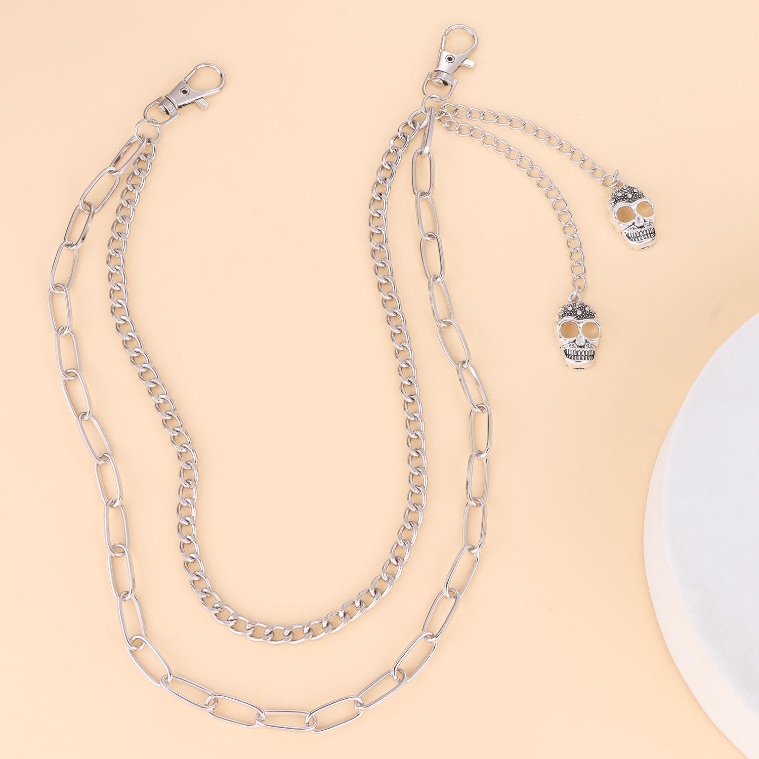 Hip Hop Punk Skull Decorative Metal Waist Chain Punk Personality Vintage Trouser Chain for Women Pants Jewelry Accessories
