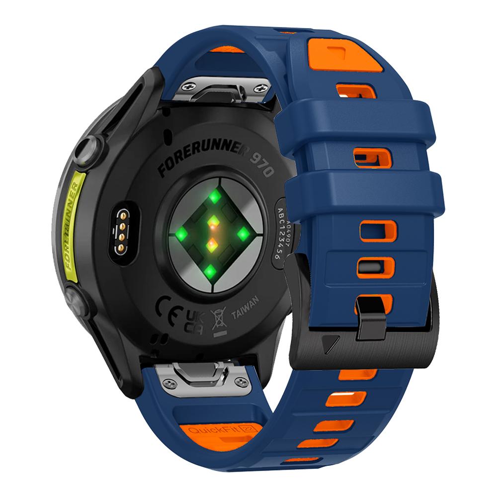 QuickFit 22mm Two-Tone Silicone Band For Garmin Forerunner 970 965 955 Solar 945 935 745 Descent G2 Fenix E Watch Strap Bracelet