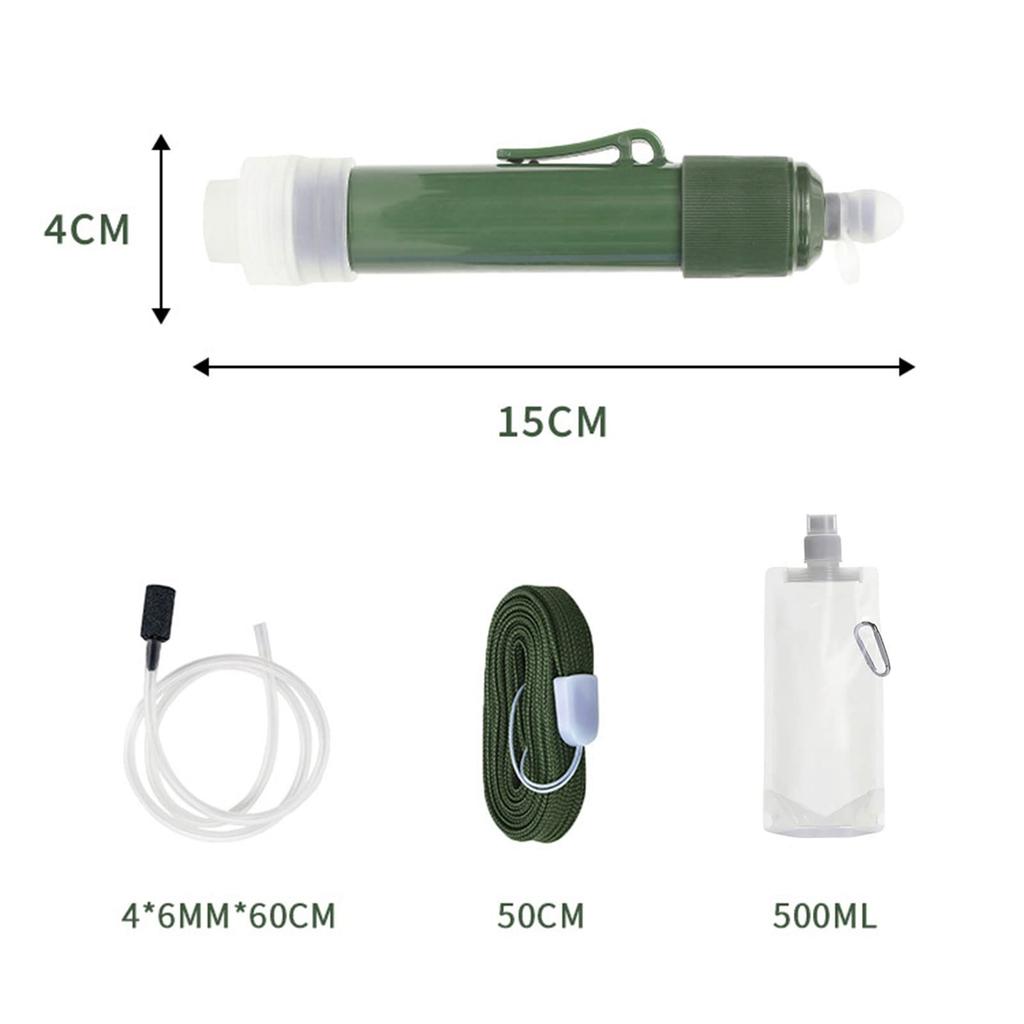 Outdoor Portable Water Filter 4000L for Camping Survival Drinking Water Filter Removes and Harmful Substances Personal Water Treatment Activated