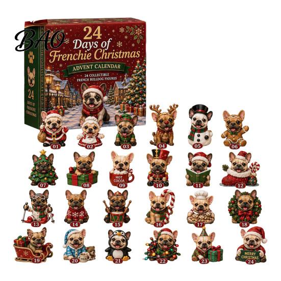 Christmas Advent Calendar 2026 Dog Calendar, 24-Day Acrylic Ornament Set with Mini Puppy Kids Gifts Figures, 2D Flat Tree Hanging Countdown